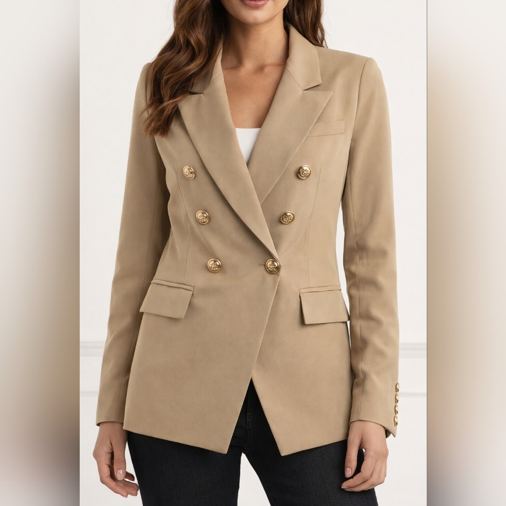 STUDIO by The Workshop Double Breasted Single Button Closure Blazer Tan NWT Med.